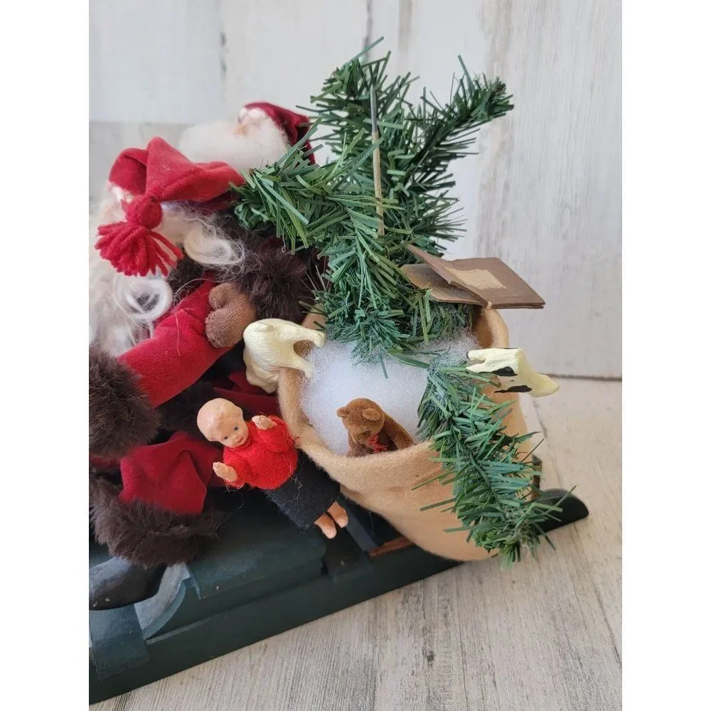 Santa‎ Claus joyride sled bell gift AS IS figured decor home sledding